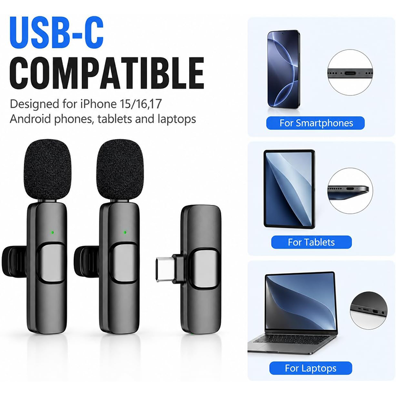 Home Improvements - Wireless Lavalier Microphone For iPhone 15/16/17